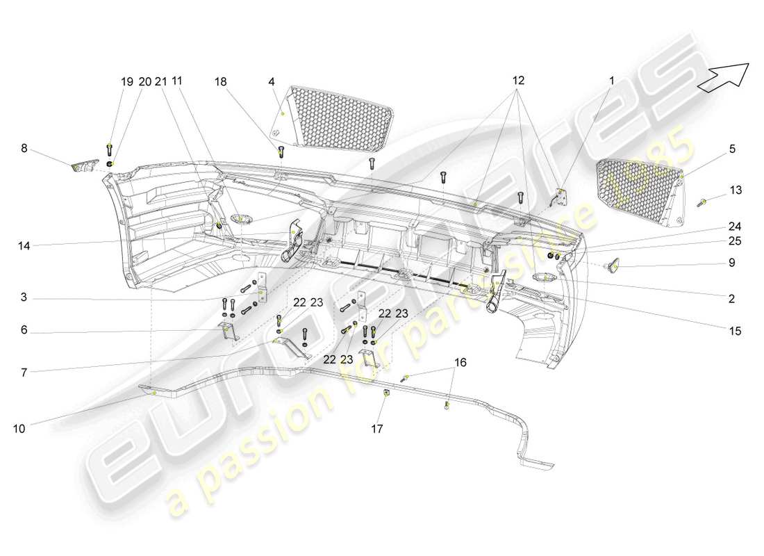 a part diagram from the lamborghini gallardo coupe (2007) parts catalogue