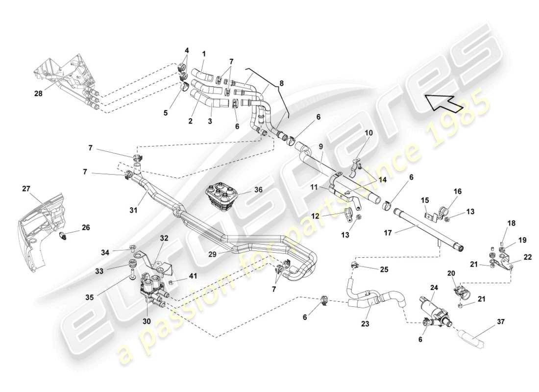 a part diagram from the lamborghini lp560-2 coupe 50 (2014) parts catalogue