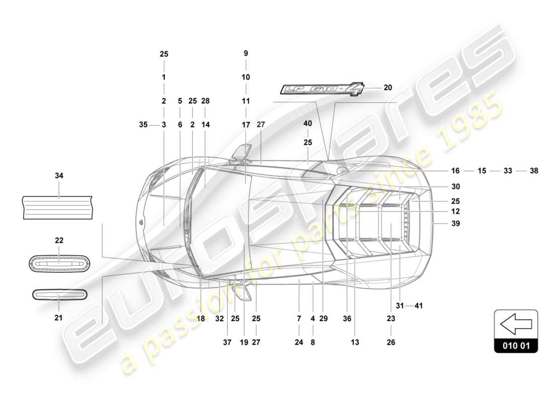 lamborghini 2023 (evo coupe 2wd) inscriptions/lettering part diagram