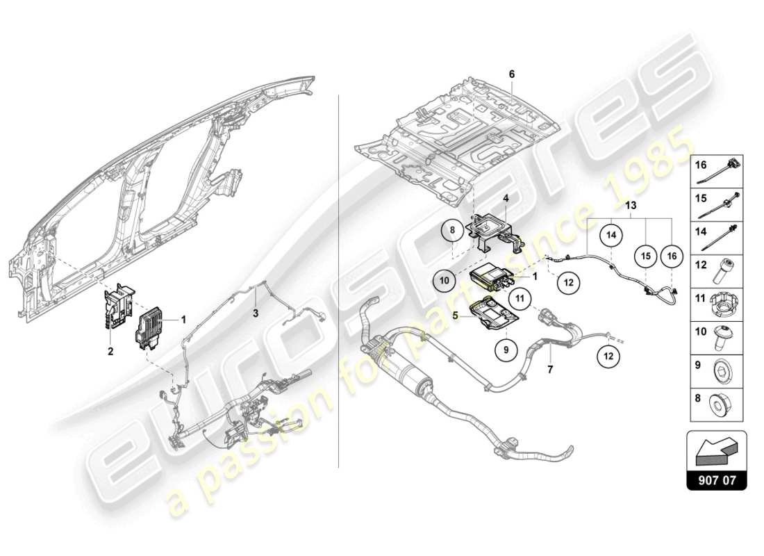 a part diagram from the lamborghini urus (2019) parts catalogue