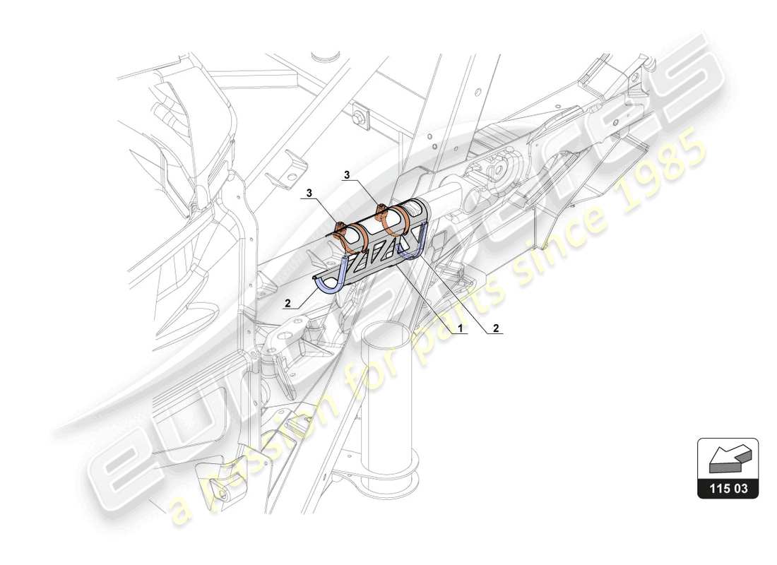a part diagram from the lamborghini gt3 evo (2018) parts catalogue
