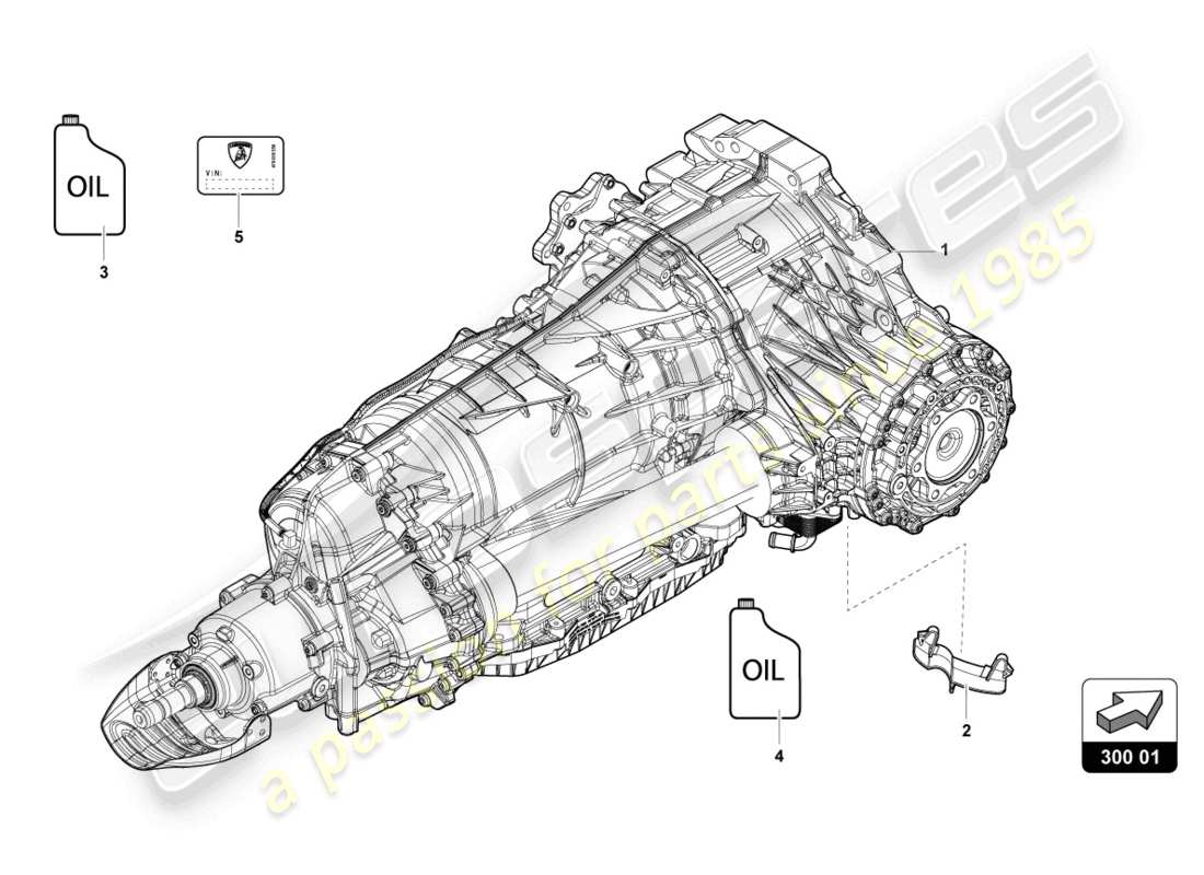 lamborghini urus s (2023) gearbox, complete part diagram