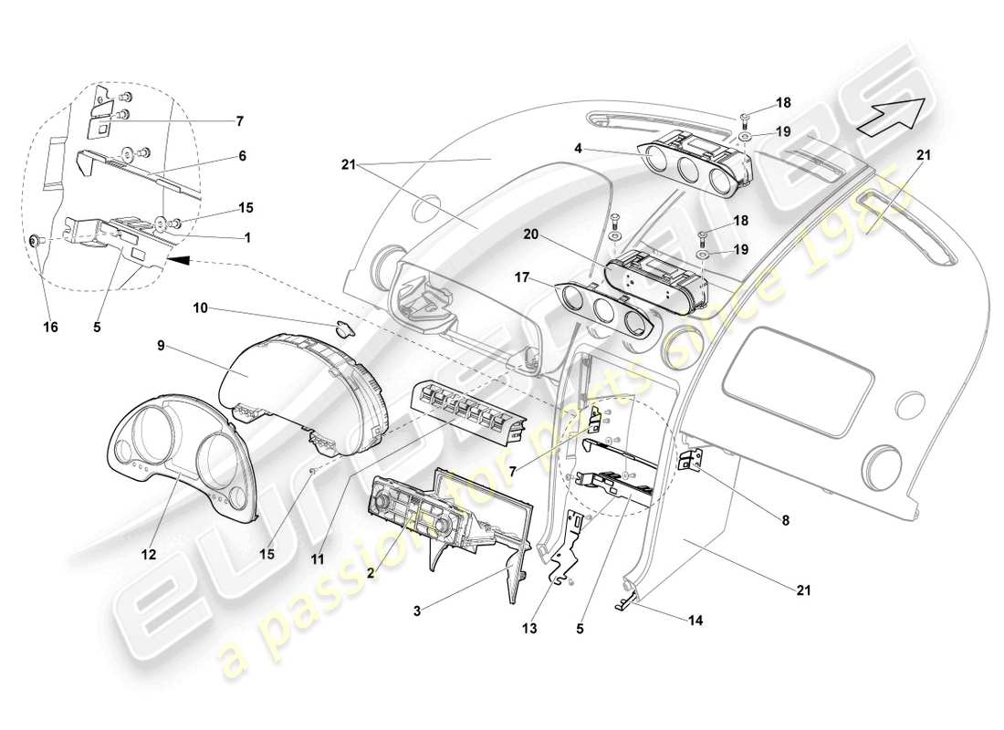 a part diagram from the lamborghini lp560-2 coupe 50 (2014) parts catalogue