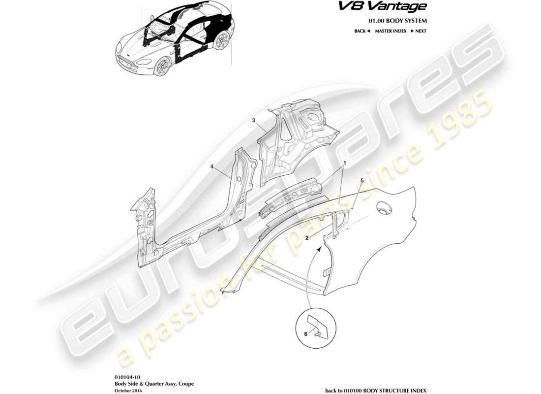 a part diagram from the aston martin v8 vantage parts catalogue