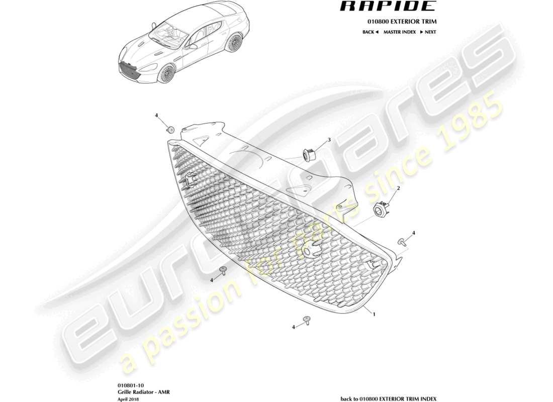 a part diagram from the aston martin rapide (2011) parts catalogue
