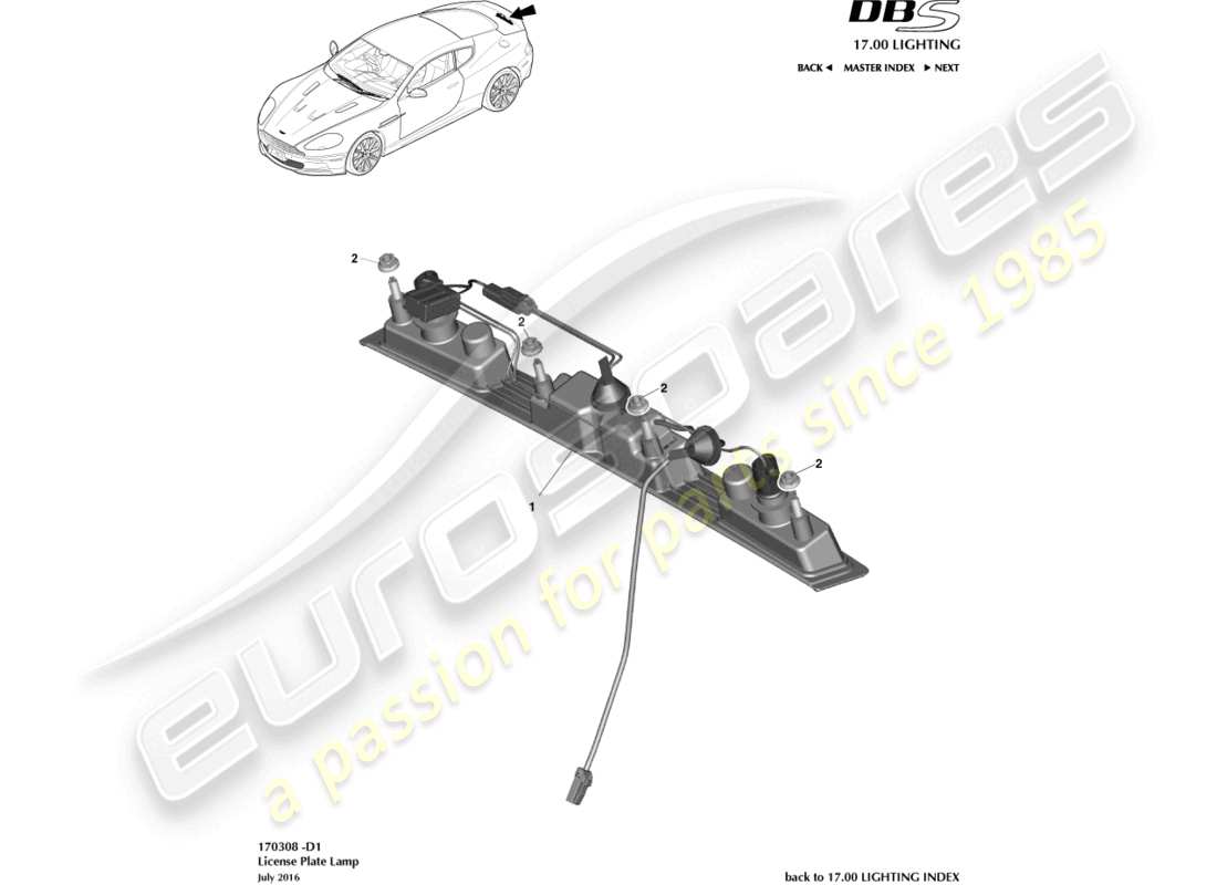 a part diagram from the aston martin dbs parts catalogue