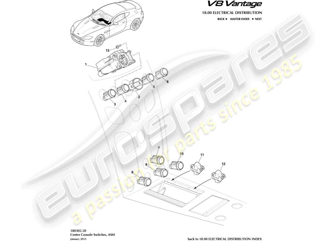 a part diagram from the aston martin v8 vantage parts catalogue