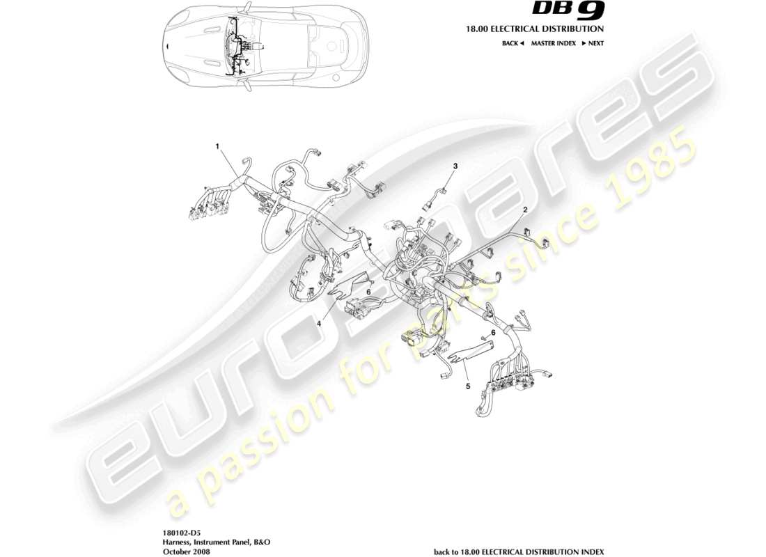 a part diagram from the Aston Martin DB9 (2008) parts catalogue