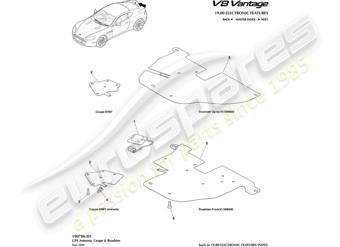 a part diagram from the aston martin vantage gt8 (2017) parts catalogue
