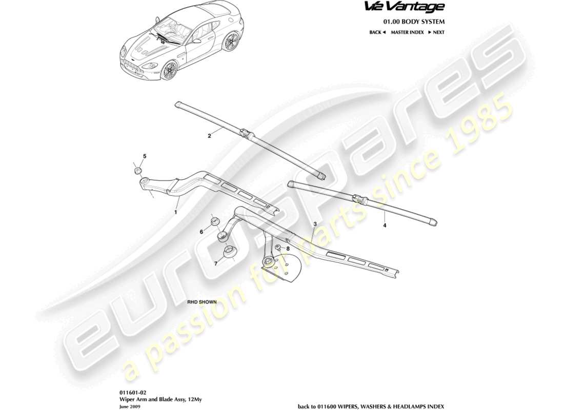 a part diagram from the aston martin v12 vantage parts catalogue