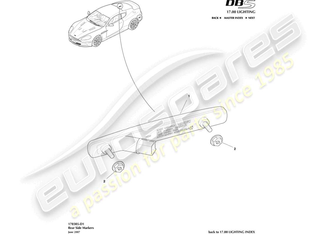 a part diagram from the aston martin dbs parts catalogue