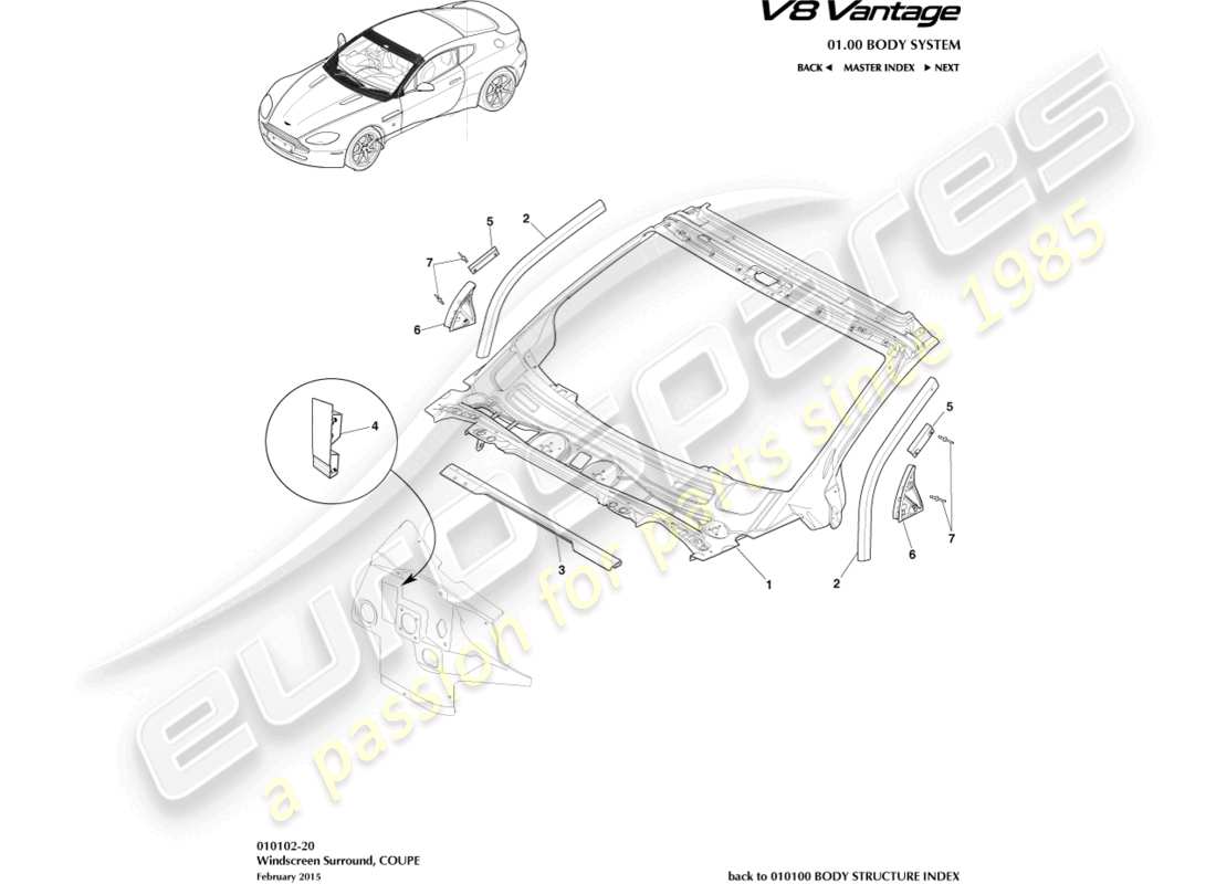 a part diagram from the aston martin v8 vantage parts catalogue
