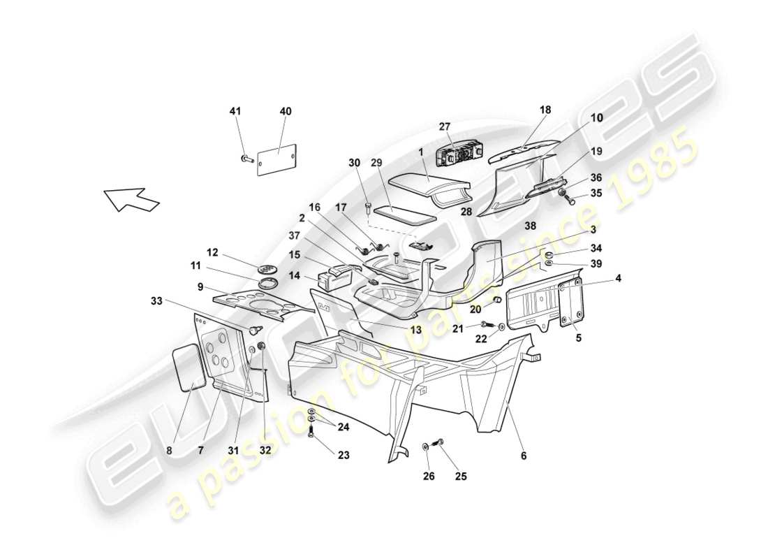 a part diagram from the lamborghini lp640 roadster (2008) parts catalogue