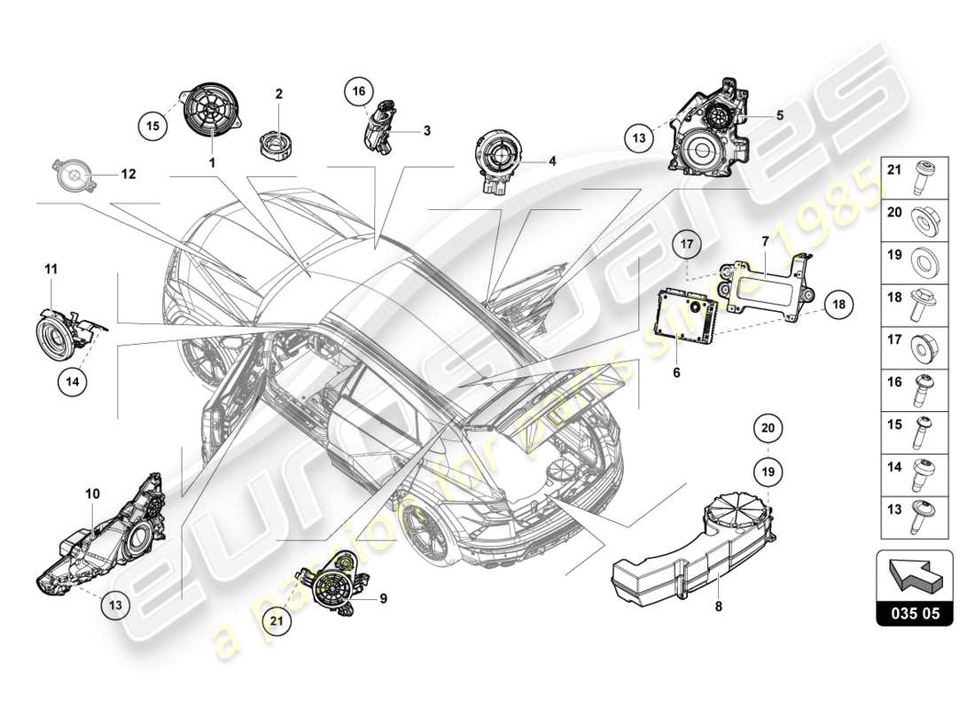 a part diagram from the lamborghini urus s (2023) parts catalogue