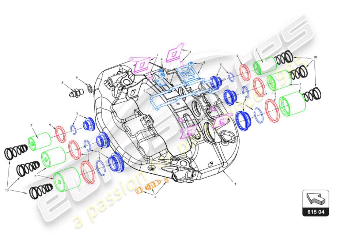 a part diagram from the lamborghini super trofeo evo 2 (2022) parts catalogue