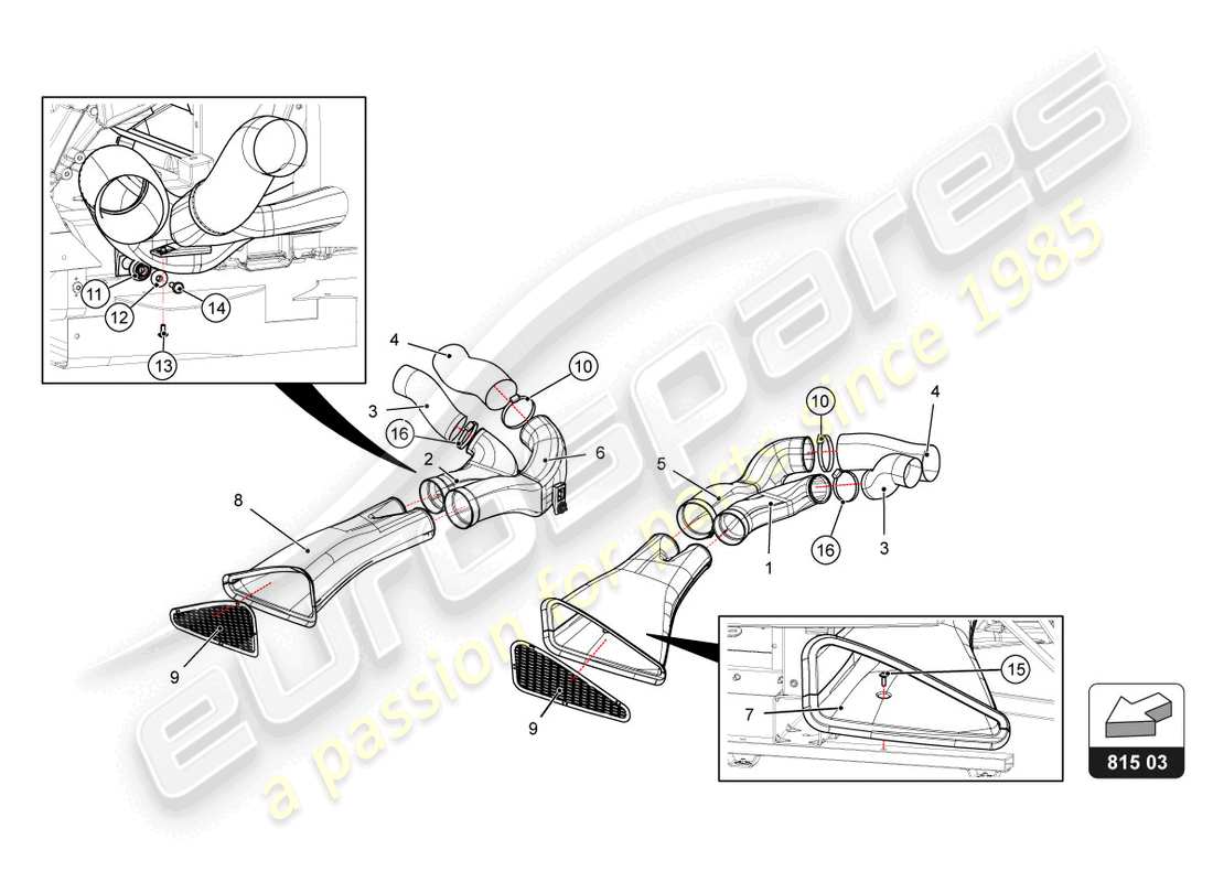 a part diagram from the lamborghini huracan squadra corse parts catalogue