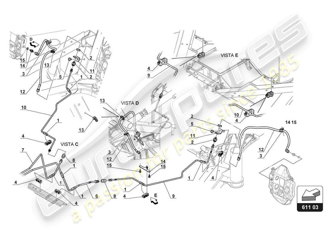 a part diagram from the lamborghini gt3 evo (2018) parts catalogue