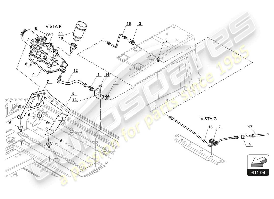 a part diagram from the lamborghini gt3 (2017) parts catalogue