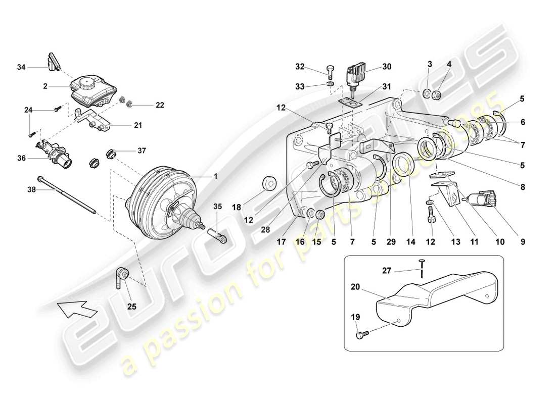 a part diagram from the lamborghini lp640 roadster (2007) parts catalogue