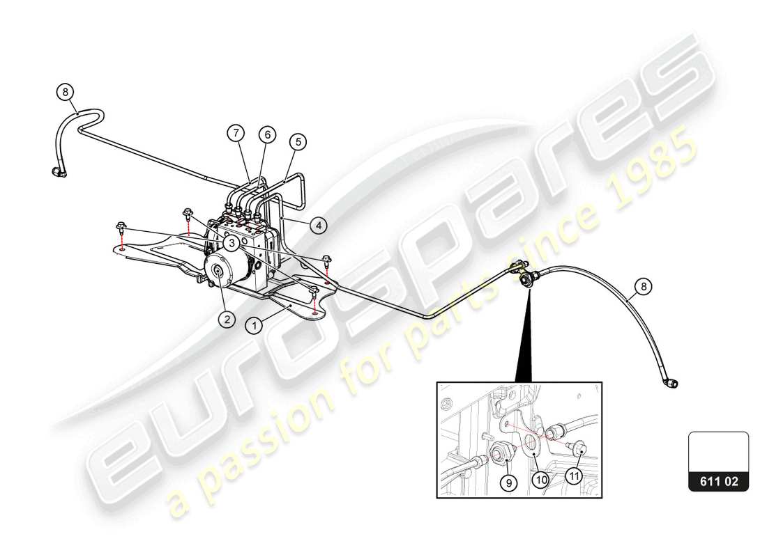 a part diagram from the lamborghini super trofeo evo 2 (2022) parts catalogue