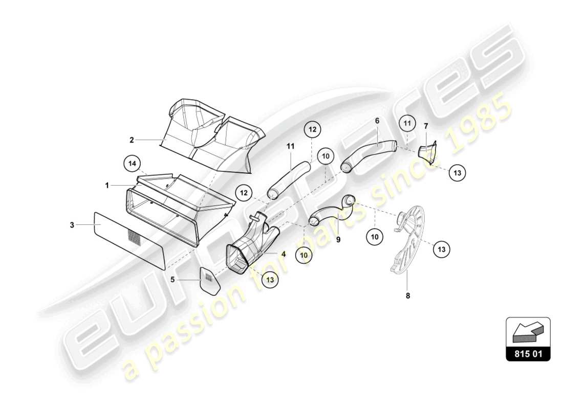 a part diagram from the lamborghini super trofeo (2015) parts catalogue