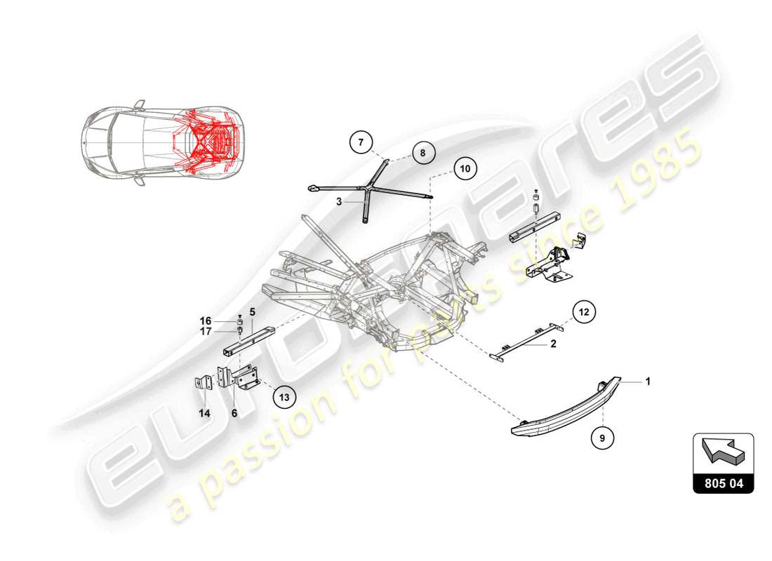 a part diagram from the lamborghini super trofeo evo (2018) parts catalogue