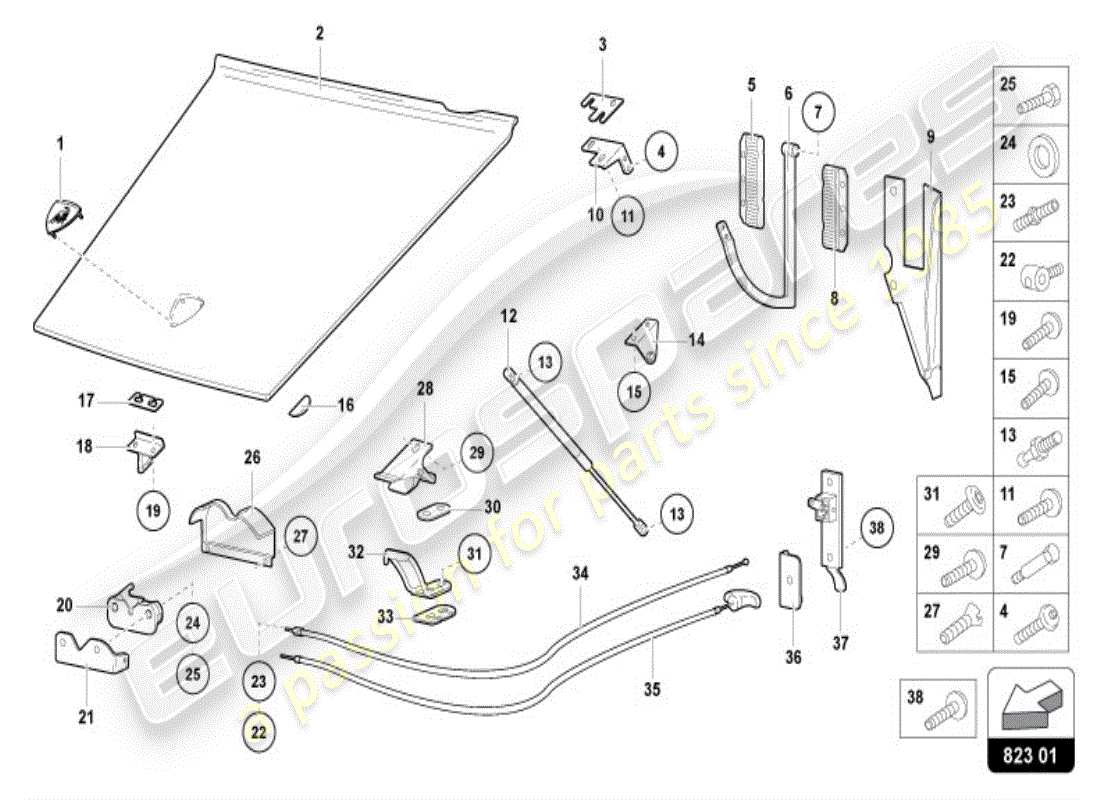VIEW PARTS DIAGRAMS FROM THE LAMBORGHINI DIABLO PARTS CATALOGUE a part diagram from the lamborghini diablo parts catalogue
