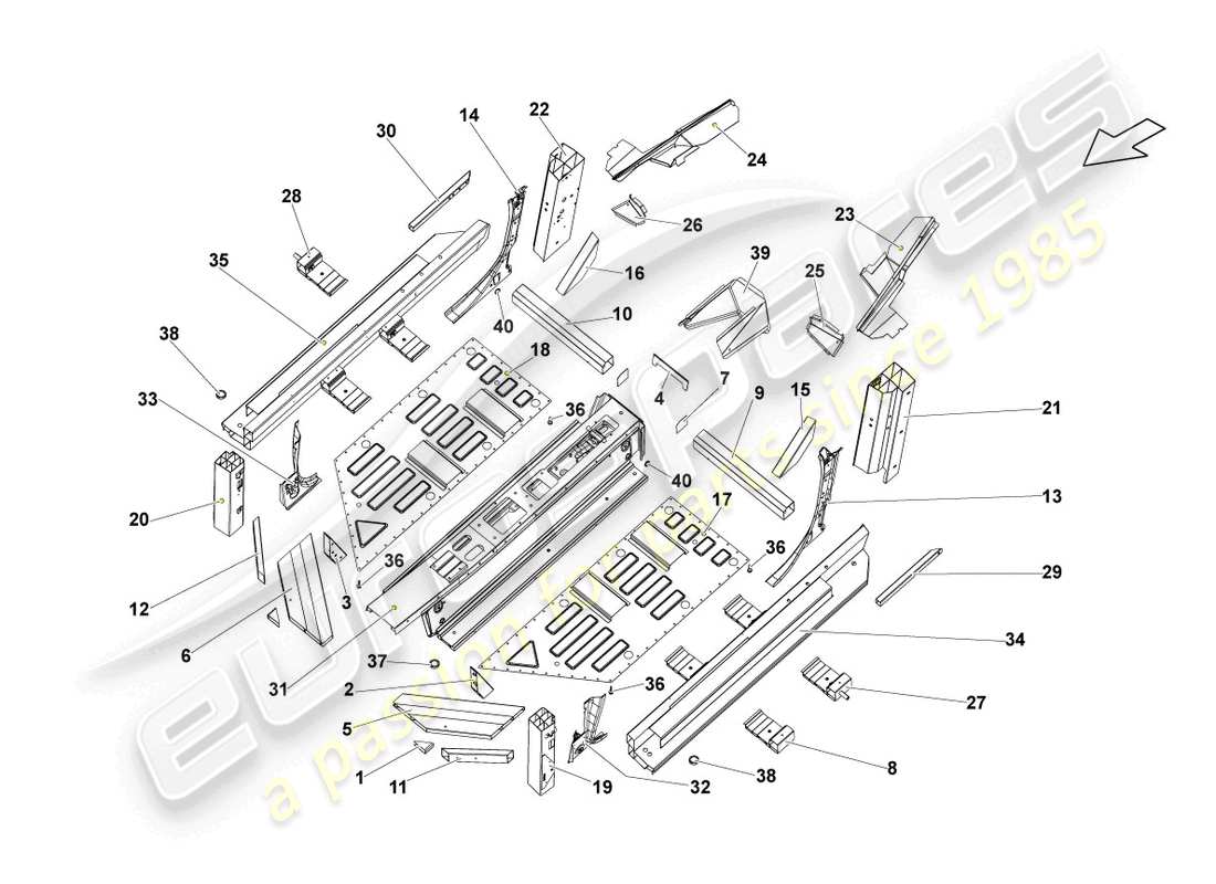 a part diagram from the lamborghini blancpain sts (2013) parts catalogue