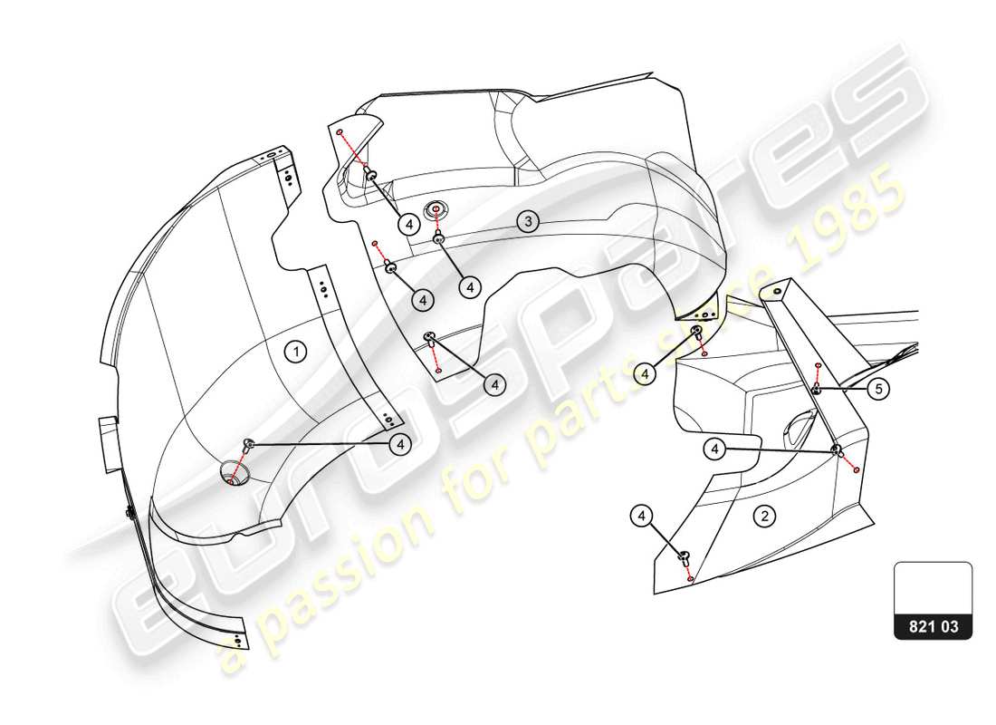 a part diagram from the lamborghini huracan squadra corse parts catalogue