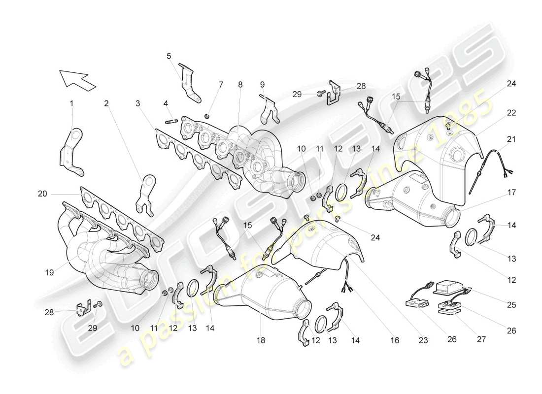 a part diagram from the lamborghini gallardo coupe (2006) parts catalogue