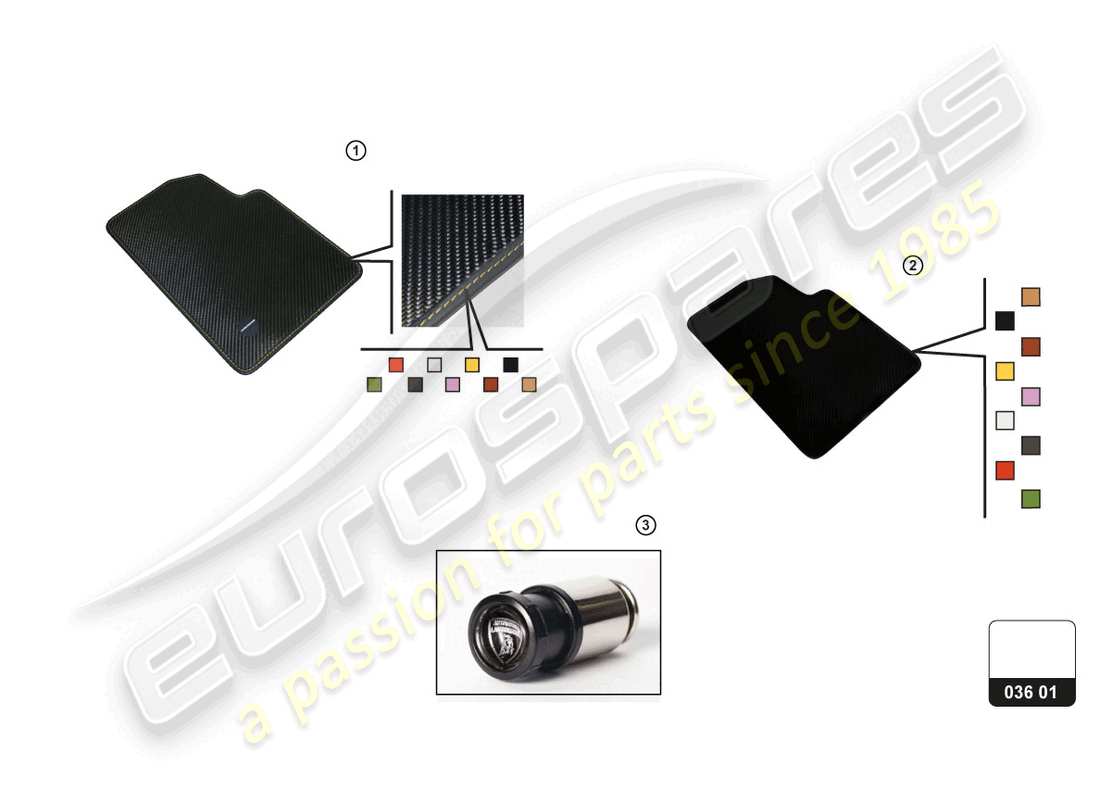 a part diagram from the lamborghini huracan accessories parts catalogue
