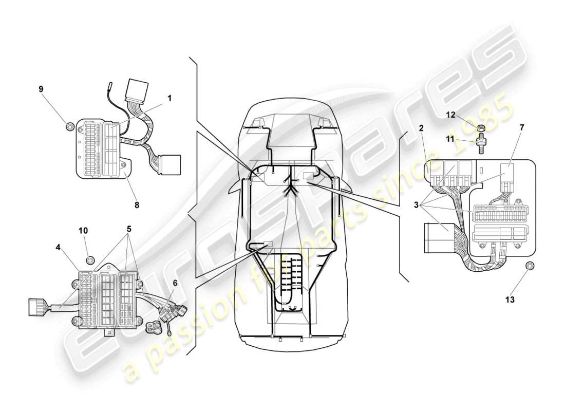 a part diagram from the lamborghini lp640 roadster (2007) parts catalogue