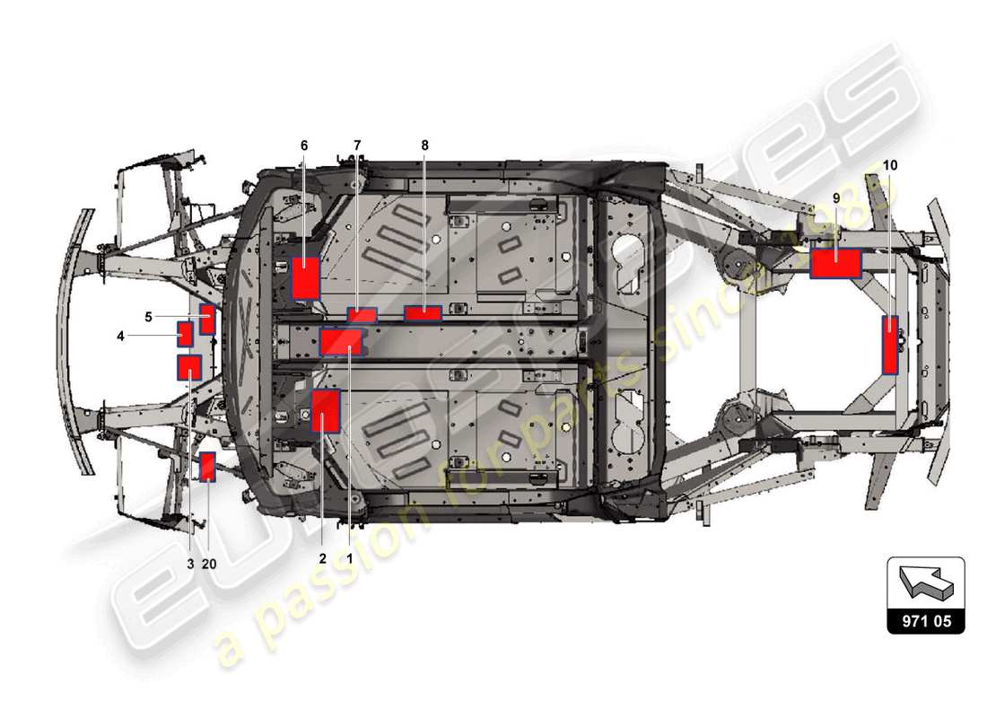 a part diagram from the lamborghini super trofeo (2016) parts catalogue