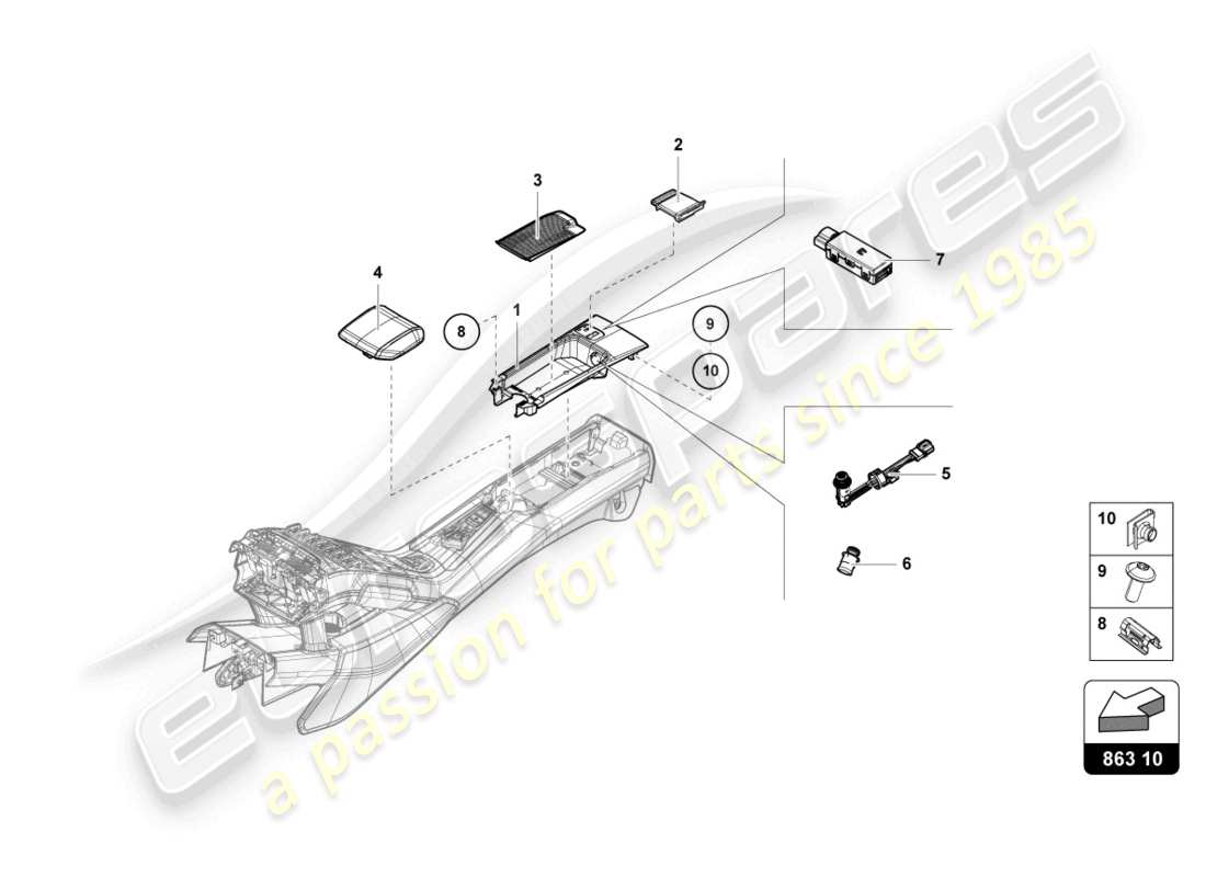 a part diagram from the Lamborghini Evo Coupe (2021) parts catalogue