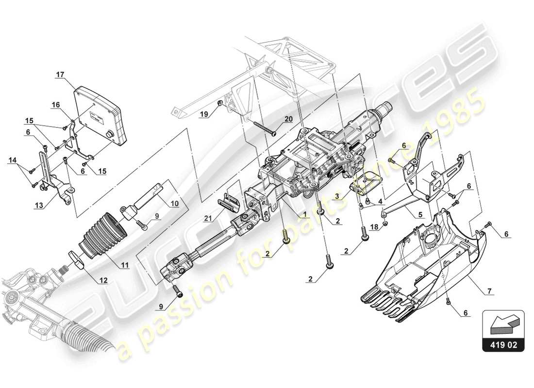 a part diagram from the lamborghini huracan squadra corse parts catalogue