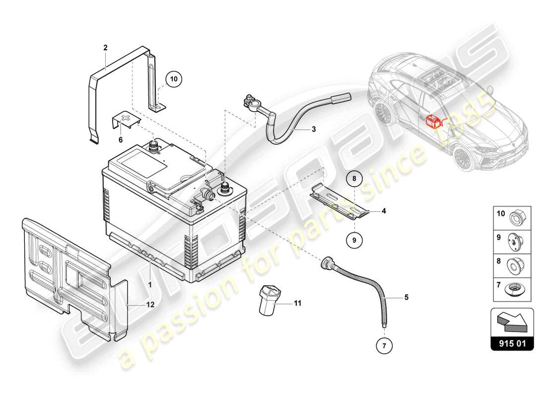 a part diagram from the Lamborghini Urus Performante (2024) parts catalogue