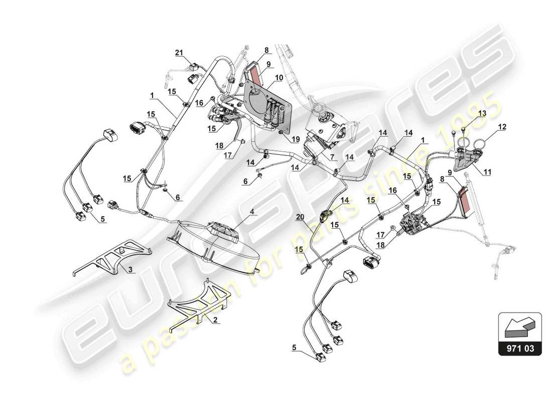 a part diagram from the lamborghini gt3 (2017) parts catalogue