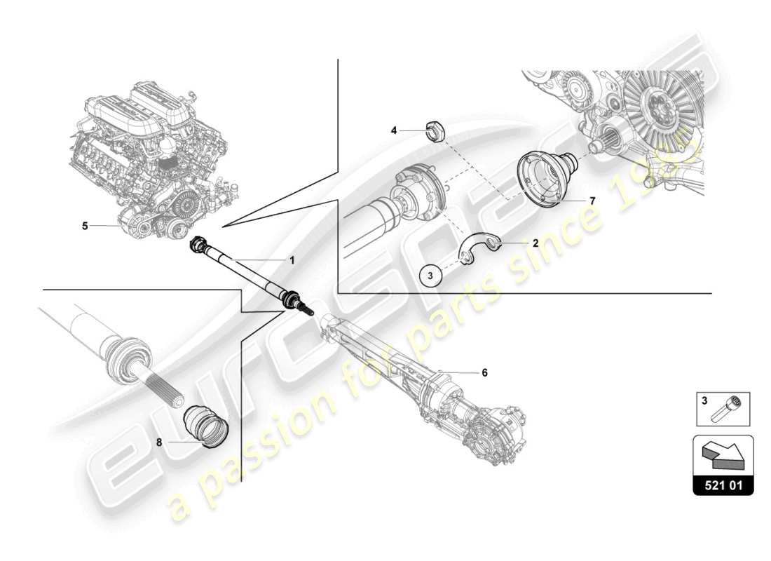 a part diagram from the lamborghini evo spyder (2021) parts catalogue