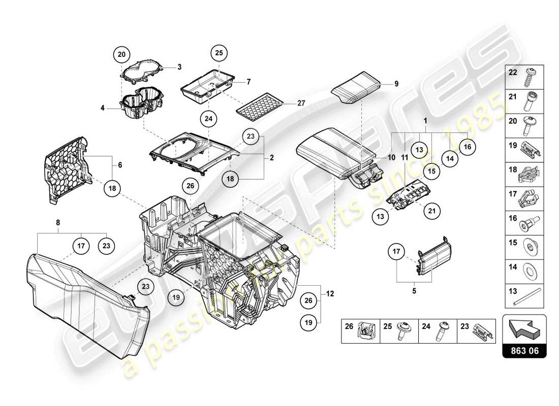 a part diagram from the lamborghini urus (2021) parts catalogue