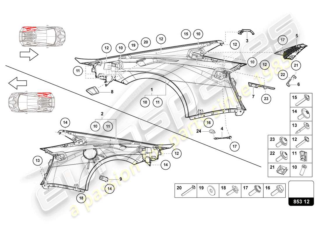 VIEW PARTS DIAGRAMS FROM THE LAMBORGHINI HURACAN STO PARTS CATALOGUE a part diagram from the lamborghini huracan sto parts catalogue