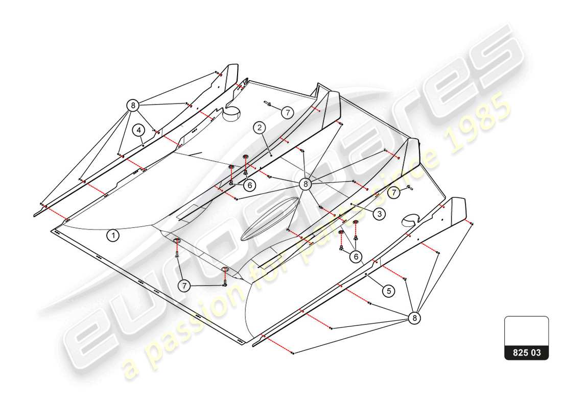 a part diagram from the lamborghini huracan squadra corse parts catalogue