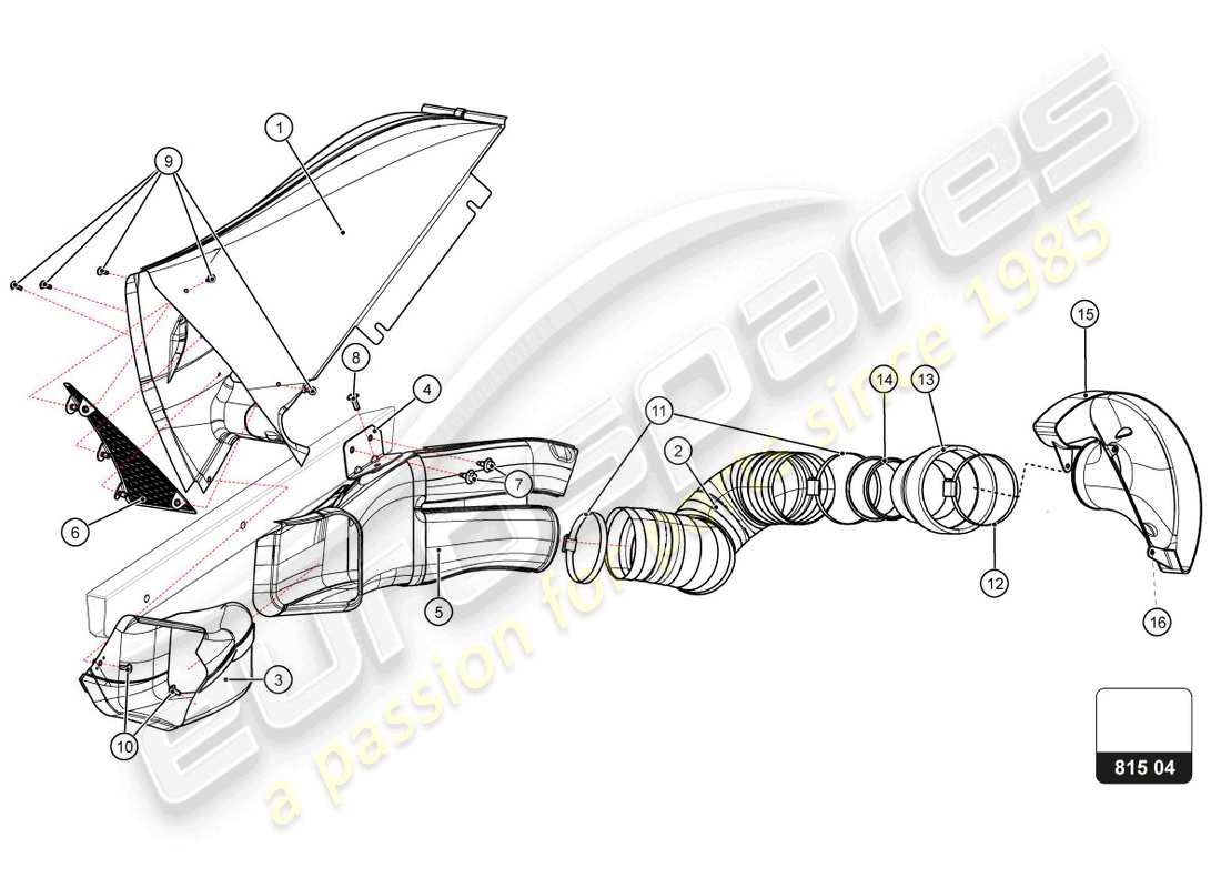 a part diagram from the lamborghini super trofeo evo 2 (2022) parts catalogue