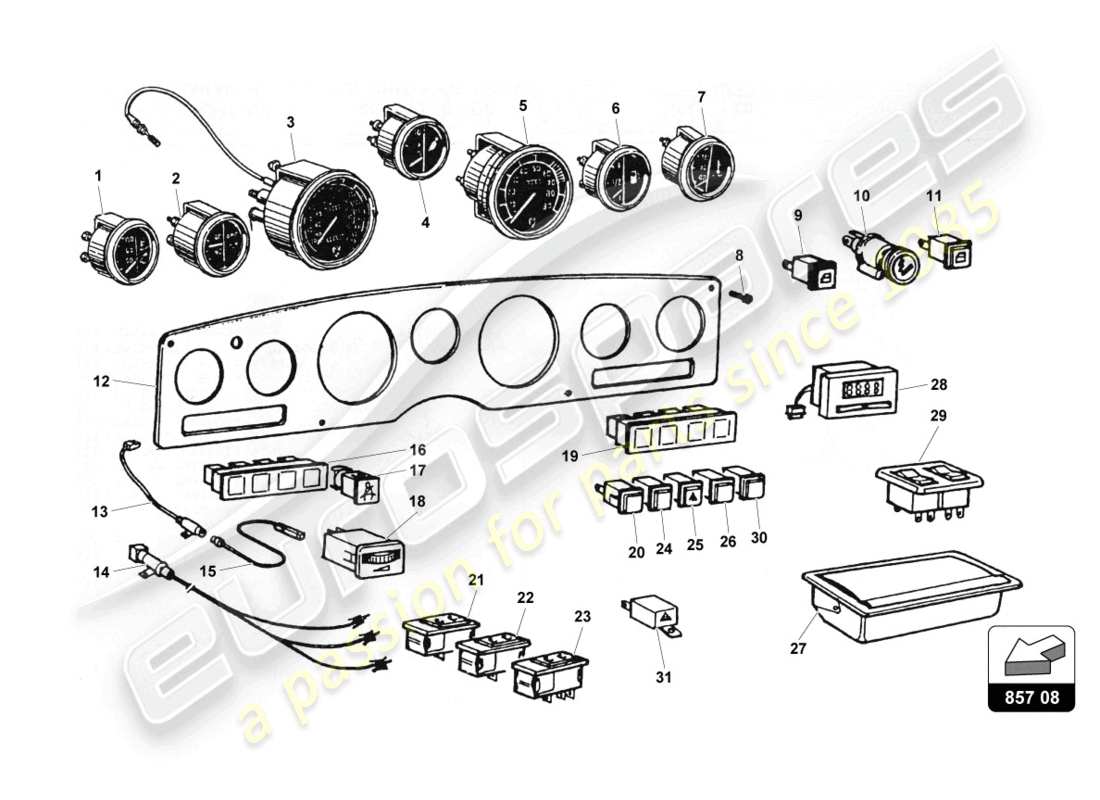 a part diagram from the lamborghini countach parts catalogue
