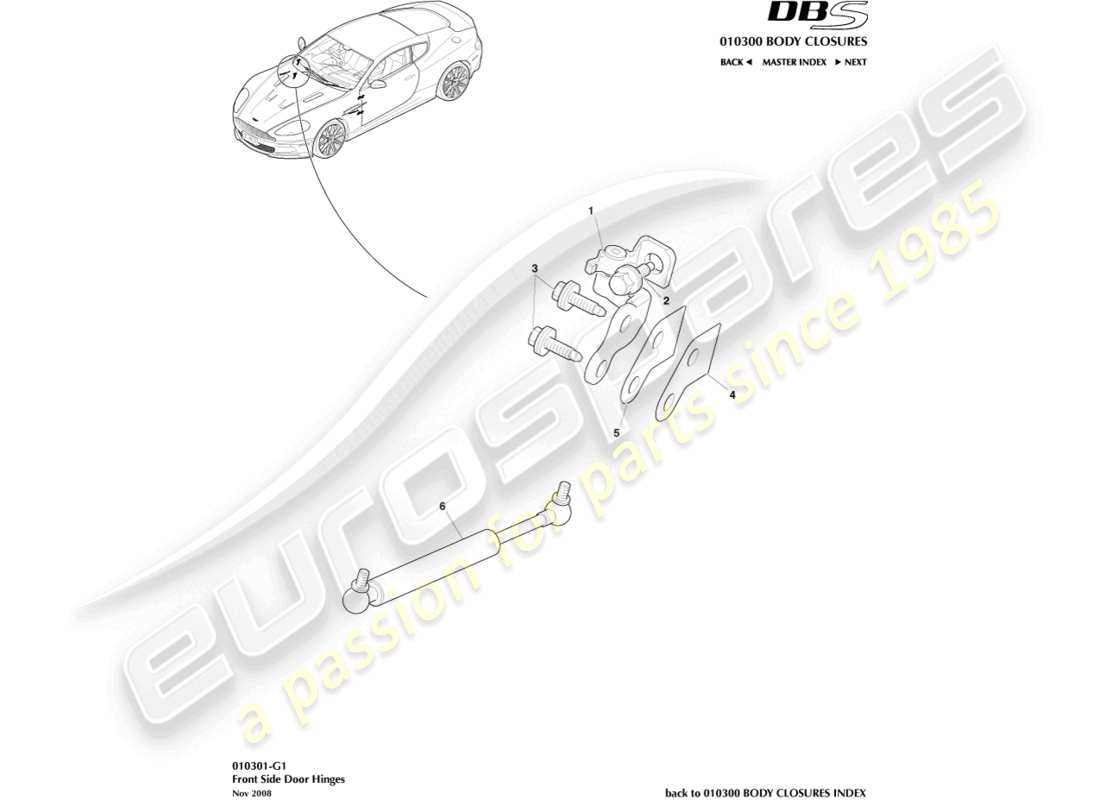 aston martin dbs (2013) door hinges part diagram