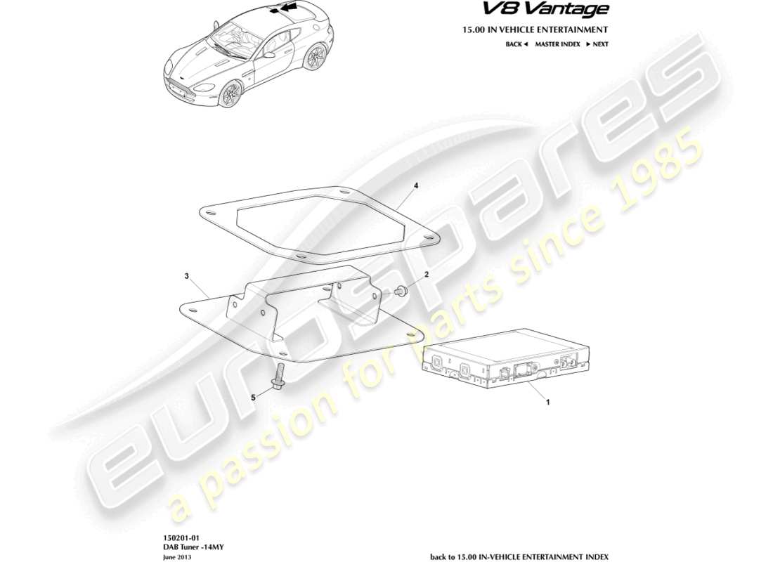 aston martin vantage gt8 (2017) dab tuner, 14my parts diagram