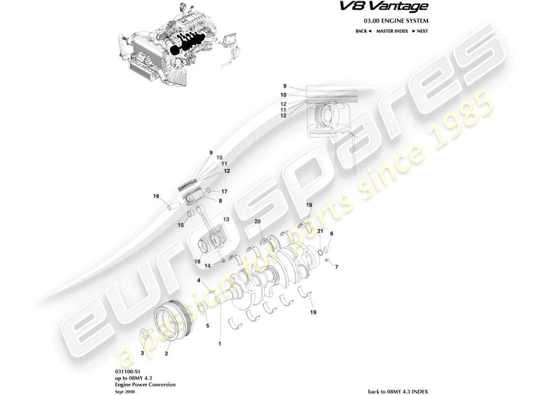 aston martin v8 vantage (2018) power conversion part diagram