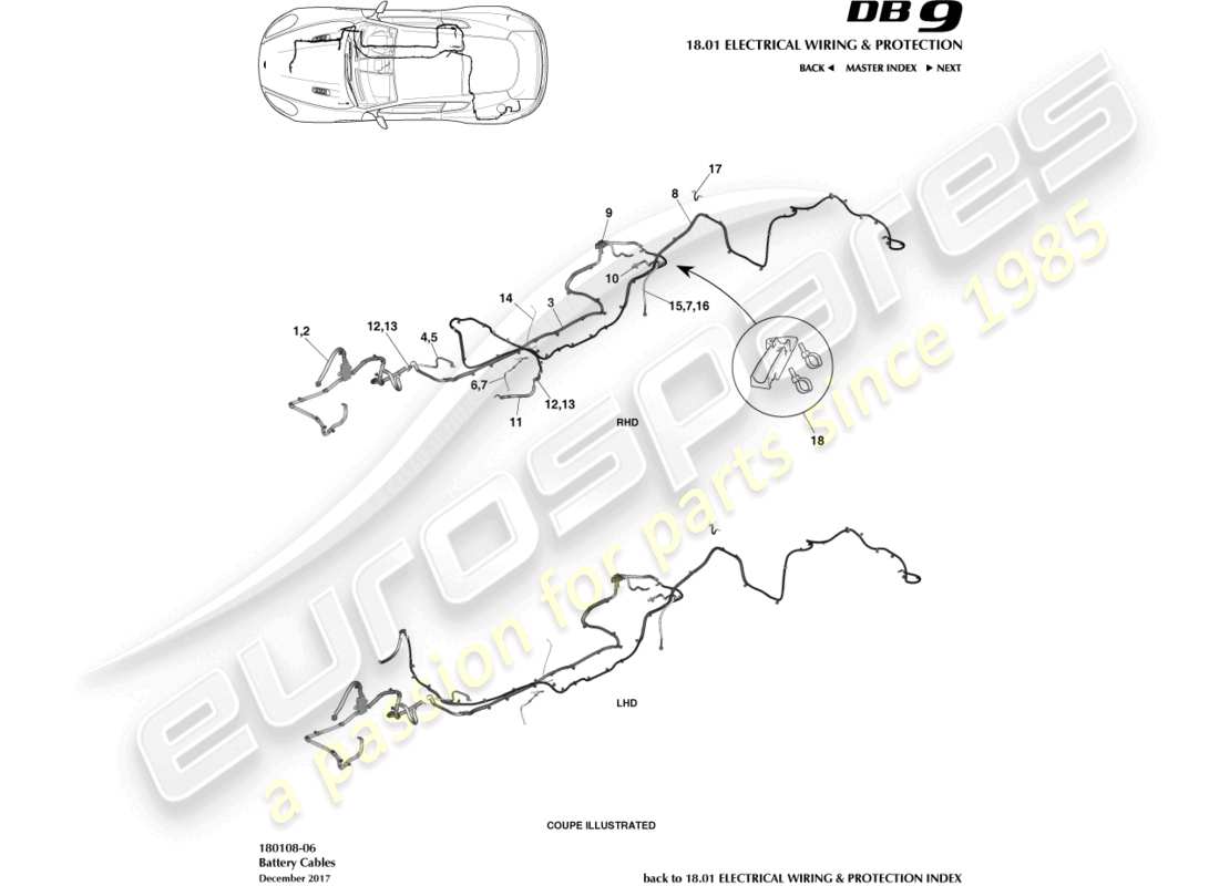 aston martin db9 (2013) battery cables parts diagram