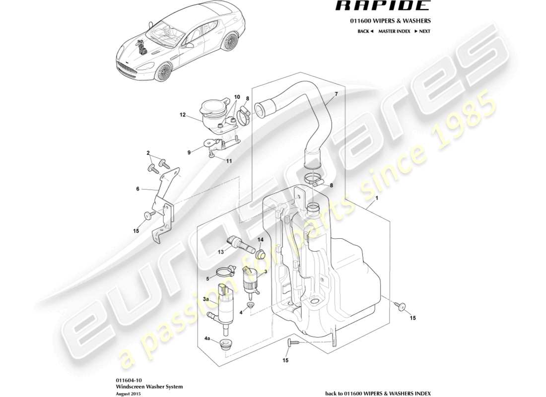 aston martin rapide (2013) washer bottle part diagram