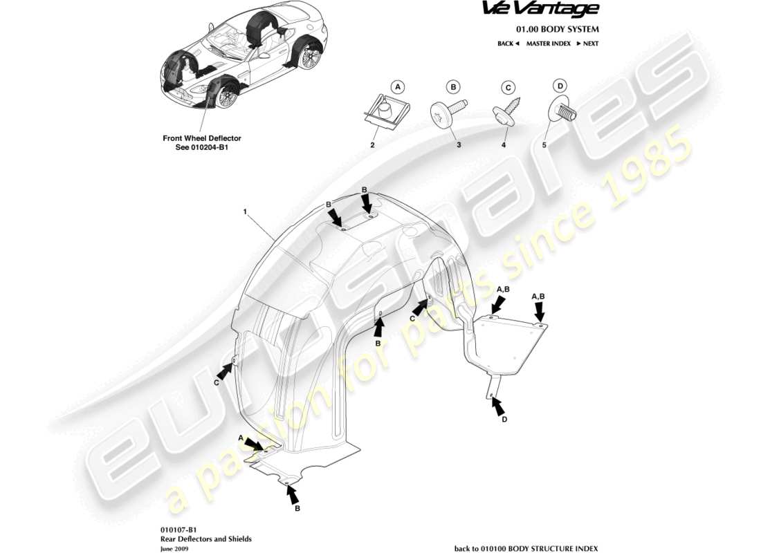 aston martin v12 vantage (2010) rear wheel arches part diagram