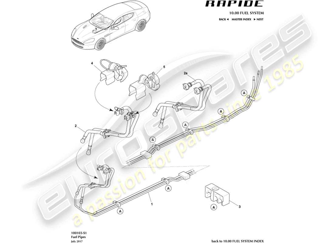 aston martin rapide (2013) fuel distribution part diagram